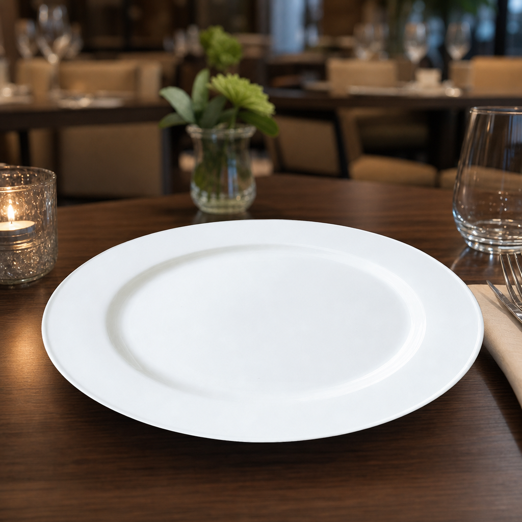 Slimline Plates 230mm White Porcelain for Casual Dining (Pack of 24)