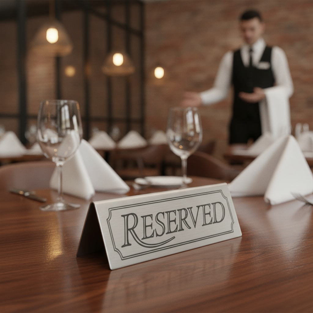 Stainless Steel Reserved Table Sign 38x120mm for Restaurants & Events