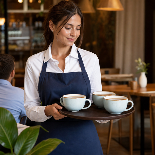 Ceramic Cappuccino Cups 500ml in Duck Egg Blue for Beverage Service (Pack of 6)