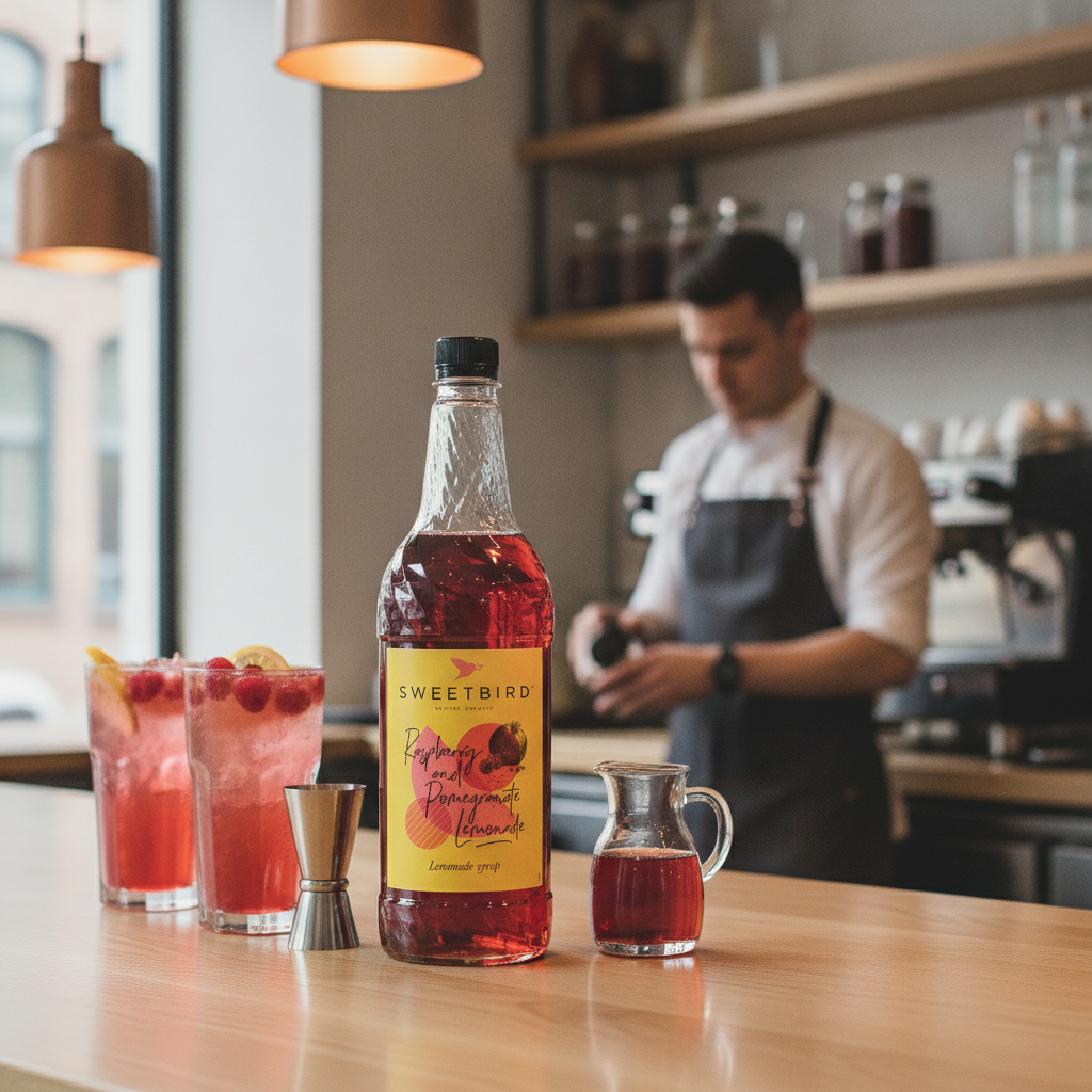 Raspberry & Pomegranate Lemonade Syrup 1L for Refreshing Beverages