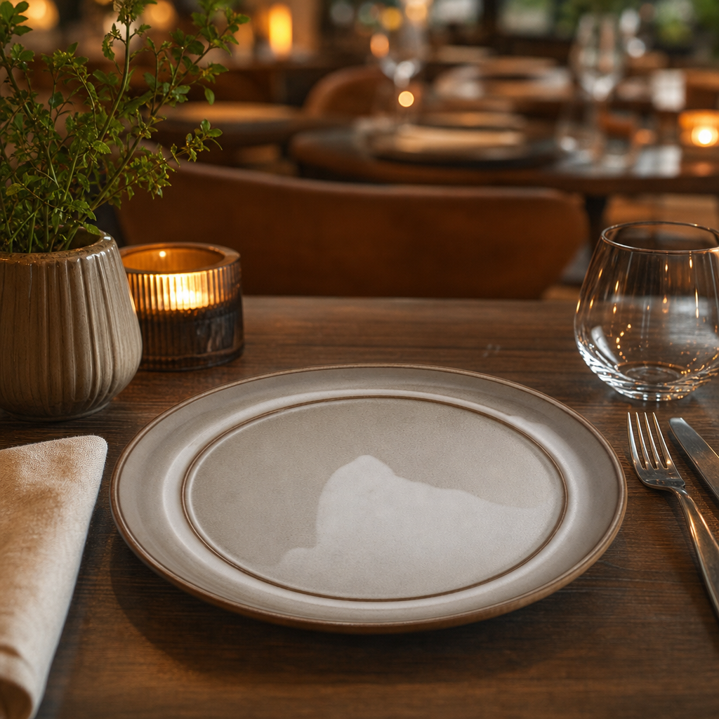 Fire Plates 230mm Smoke Grey Porcelain for Professional Use (Pack of 24)