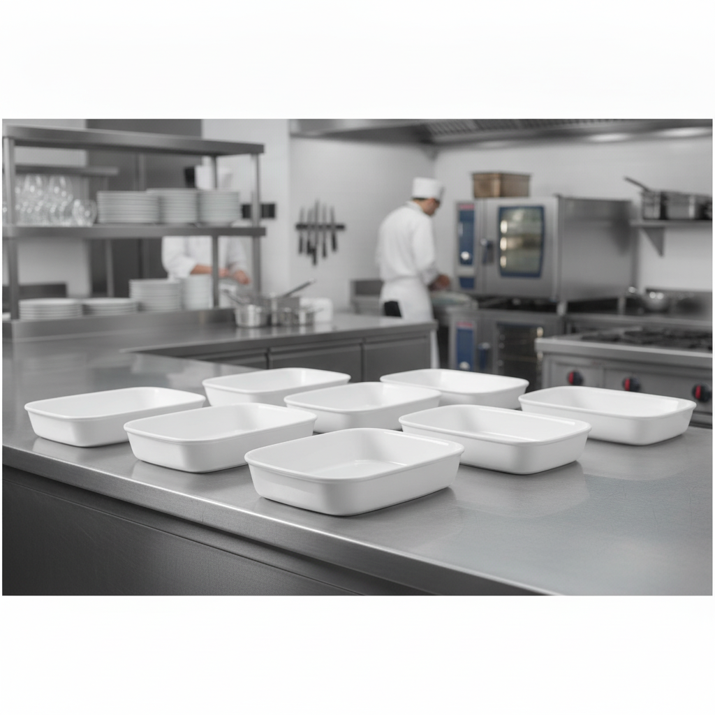 Porcelain Oblong Roaster 3.56L for Catering Kitchens (Pack of 6)