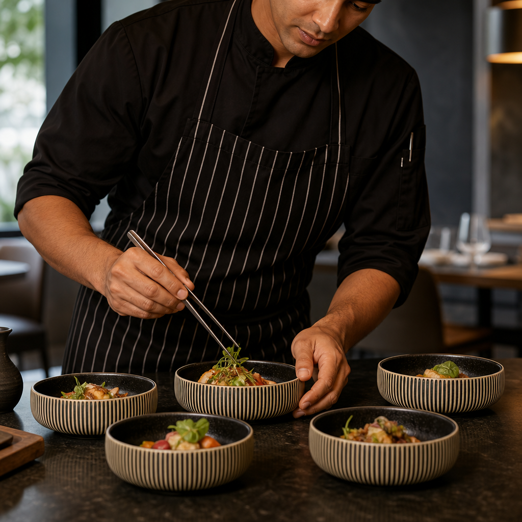 Black & Bowls 120mm White Stoneware for Modern Dining (Pack of 6)