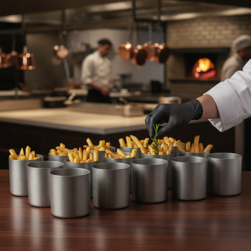 Stainless Steel Vintage Chip Cups 85mm for Stylish Dining (Pack of 12)