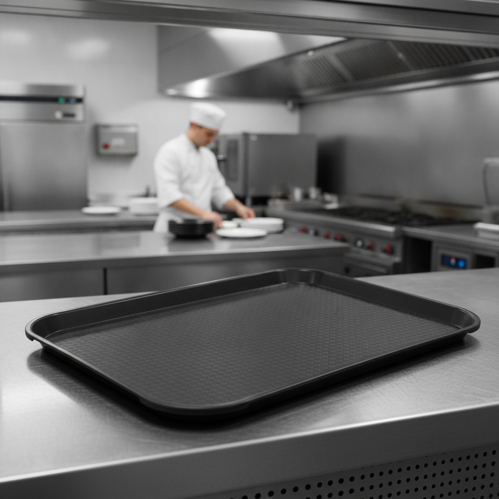 Heavy Duty Black Polypropylene Rectangular Tray 410x300mm for Catering & Hospitality