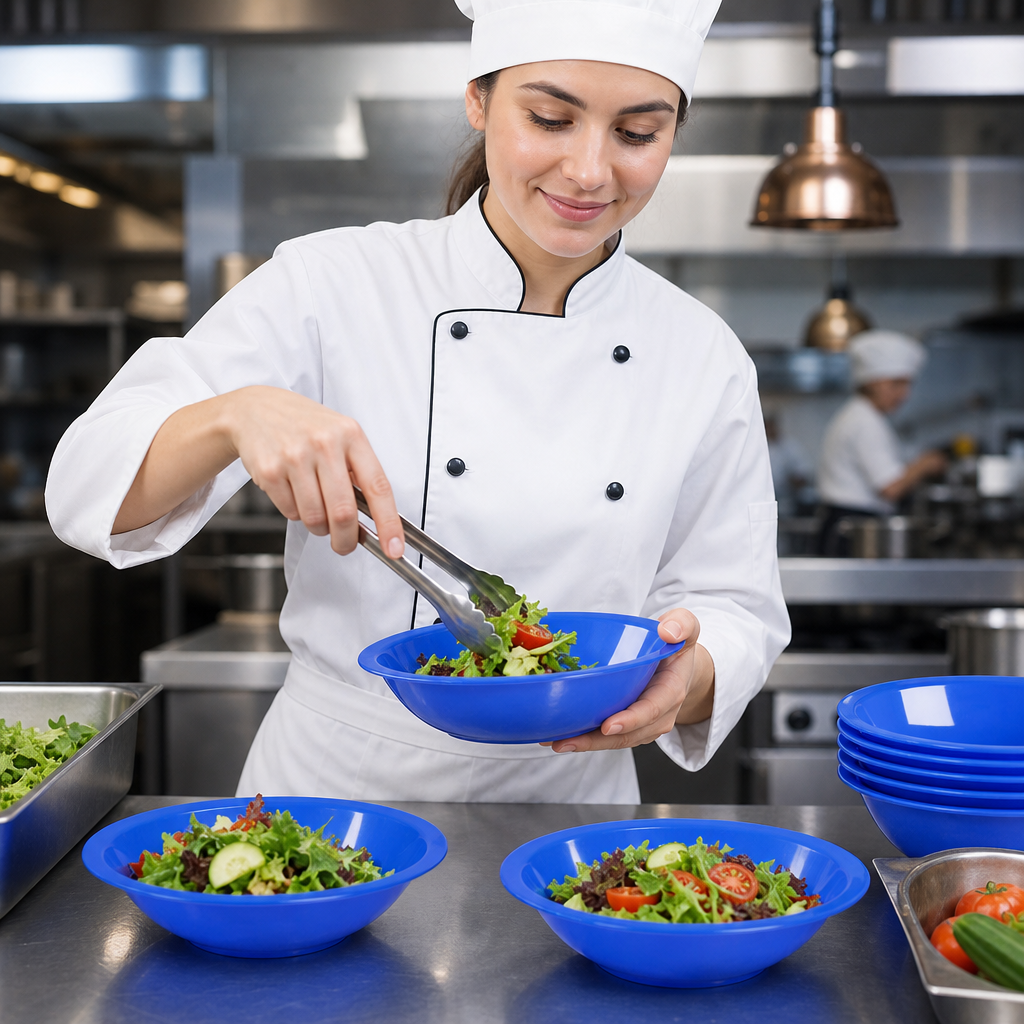 Polypropylene Bowls 174mm Blue Ceramic for Schools & Institutions (Pack of 12)