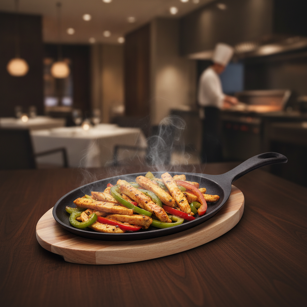 Pre-Seasoned Cast Iron Fajita Sizzler 305x185mm for Grilling