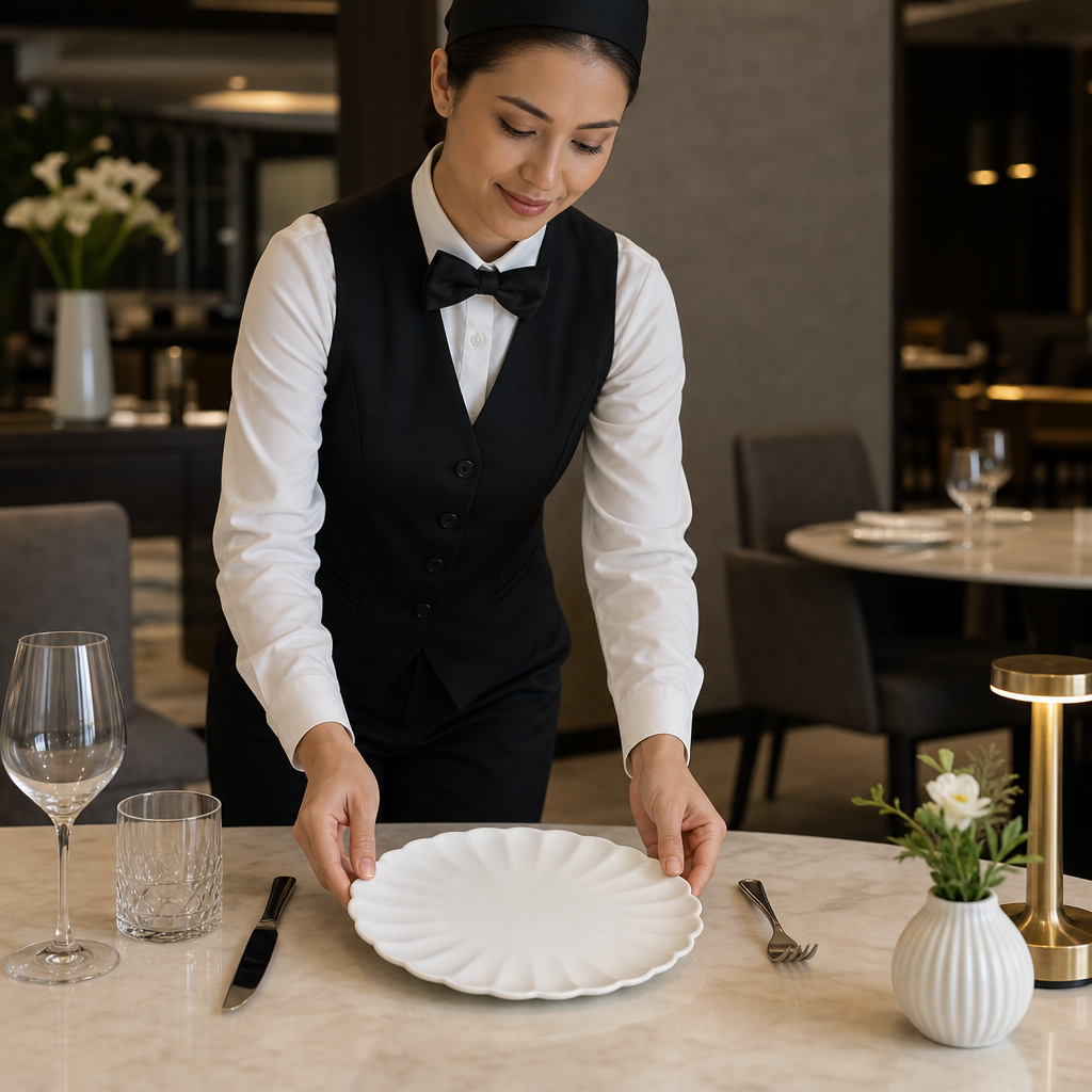 Scalloped Plates 226mm Porcelain for Dining Experience (Pack of 6)