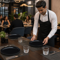 Tempered Dinner Plates 250mm Black Glass for Casual Dining (Pack of 24)