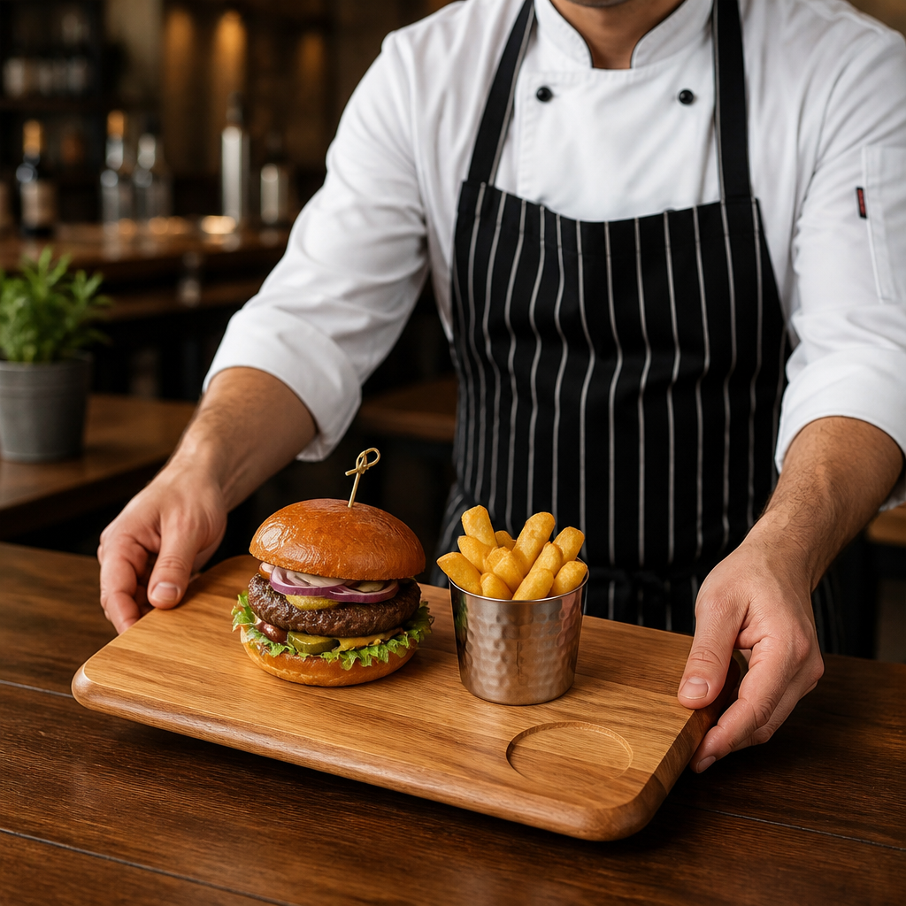 Wooden Serving Board with Rounded Edges for Gastro Pubs