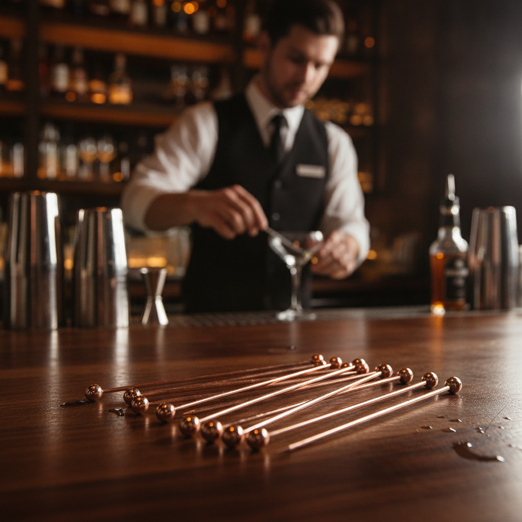 Stainless Steel Copper Plated Garnish Picks 108mm for Cocktails (Pack of 10)