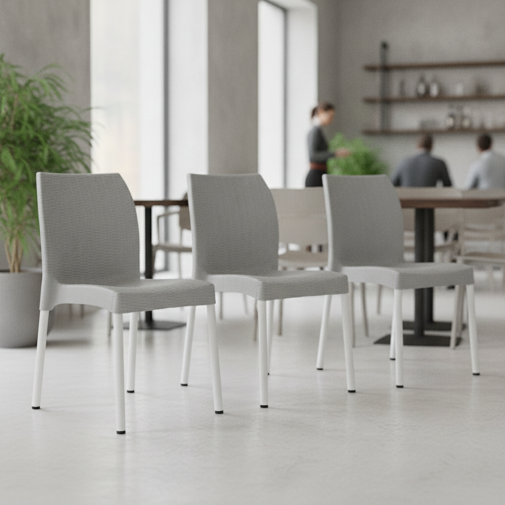 Polypropylene Stackable Rattan Side Chairs 813mm for Cafés & Restaurants (Pack of 4)