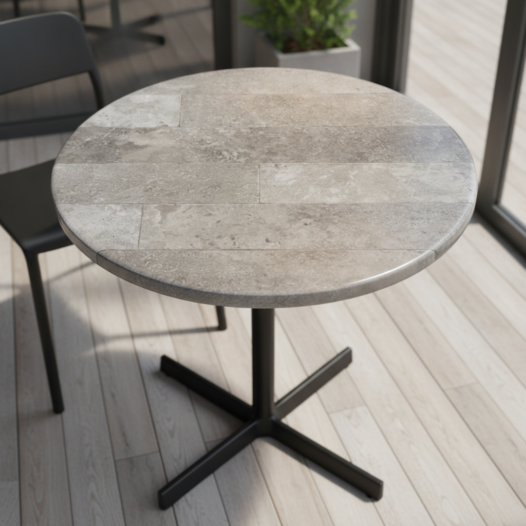Concrete Round Laminate Table Top 600mm for Indoor & Outdoor Dining