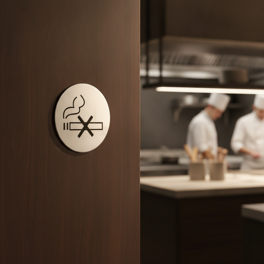 Stainless Steel No Smoking Door Sign for Bars & Restaurants