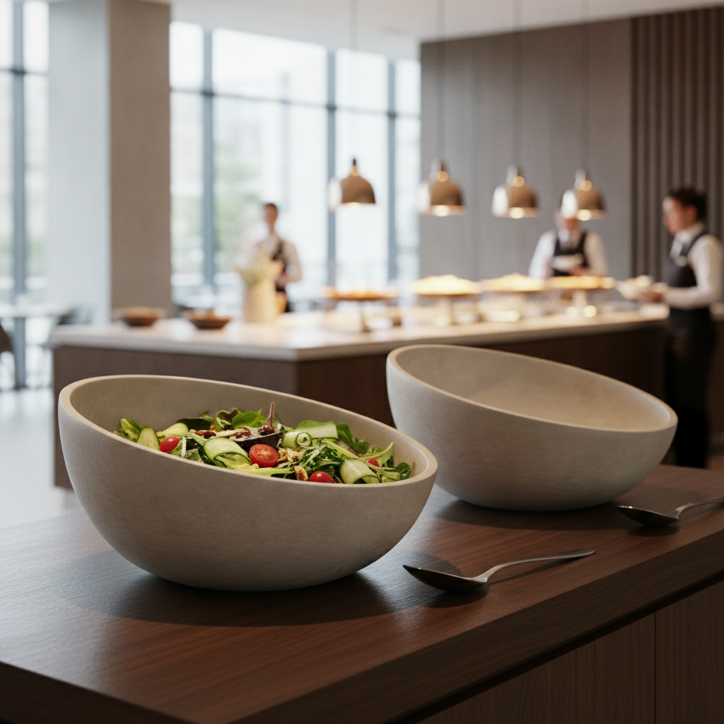 Concrete Sloping Bowl 295mm for Buffet Presentations