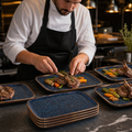 Deep Trays 260x180mm Blue Vitrified Ceramic for Catering (Pack of 6)