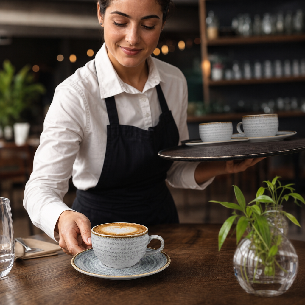Cappuccino Saucers 156mm Grey Porcelain for Vintage Table Settings (Pack of 12)