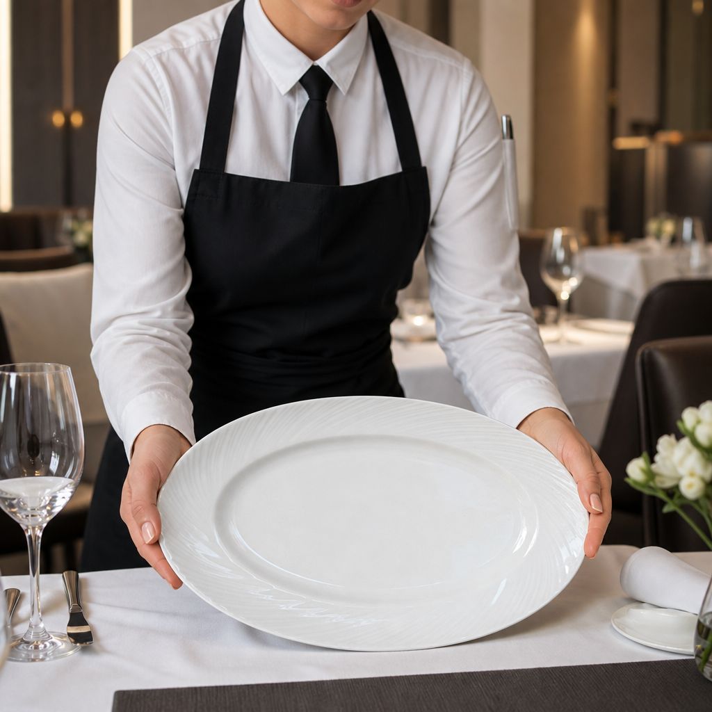 Oval Plates 330mm Porcelain for Professional Catering (Pack of 12)