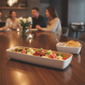 Melamine White and Wood Bowl GN2/4 for Sharing Platters