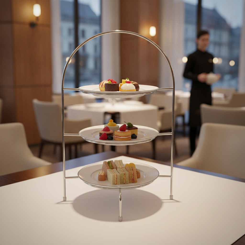 Chrome Afternoon Tea Stand for Plates Up to 210mm for Elegant Serving