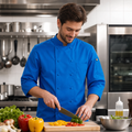 Bright Blue Polycotton Chef Jacket for Professional Kitchens