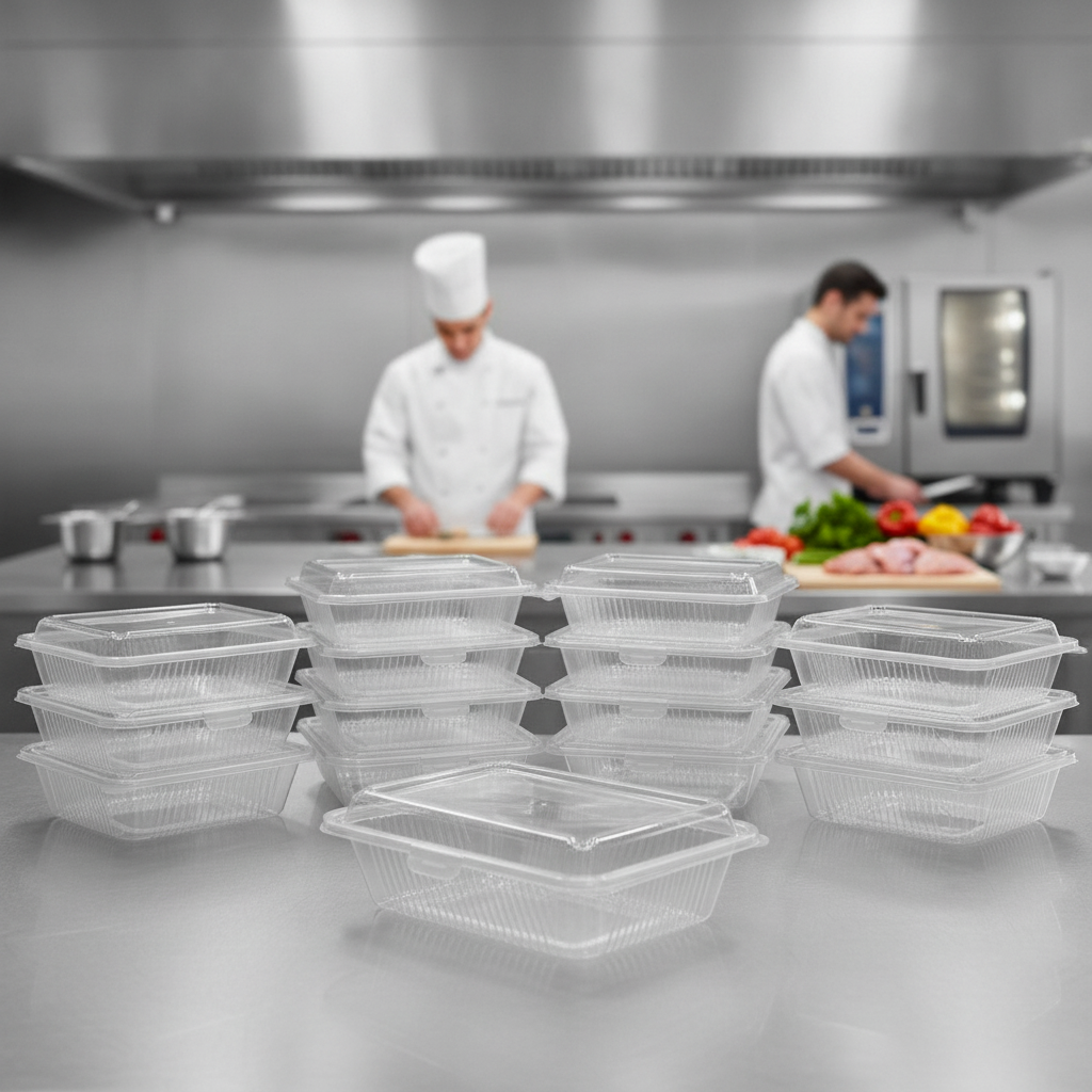 Clear Polypropylene Meal Container 750ml for Commercial Use (Pack of 12)