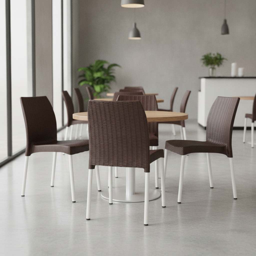 Polypropylene Rattan Side Chairs Brown 813mm for Cafés & Restaurants (Pack of 4)