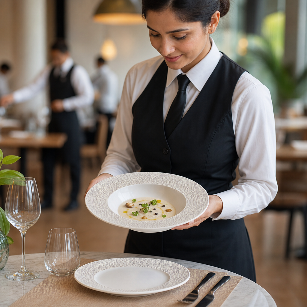Wide Rim Bowls Coastal 279mm Sand Vitrified Ceramic for Dining (Pack of 12)