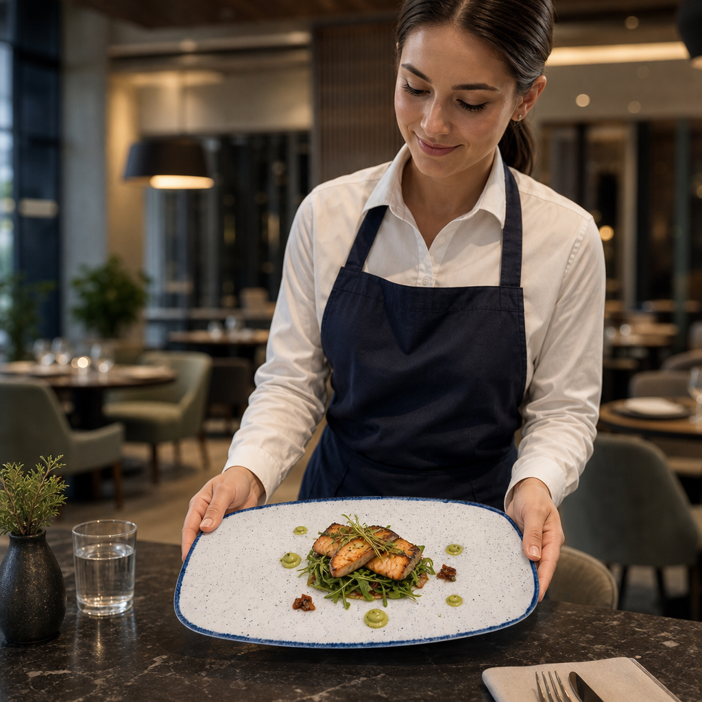 Rectangular Plates Blue 355mm Indigo Porcelain for Contemporary Dining (Pack of 6)