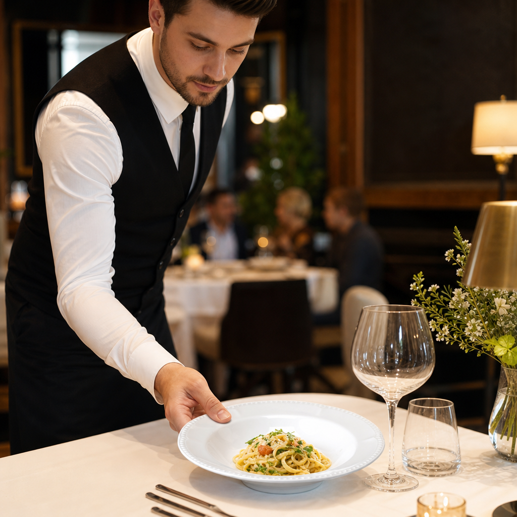 Embossed Pasta Plates 280mm White Porcelain for Dining (Pack of 12)