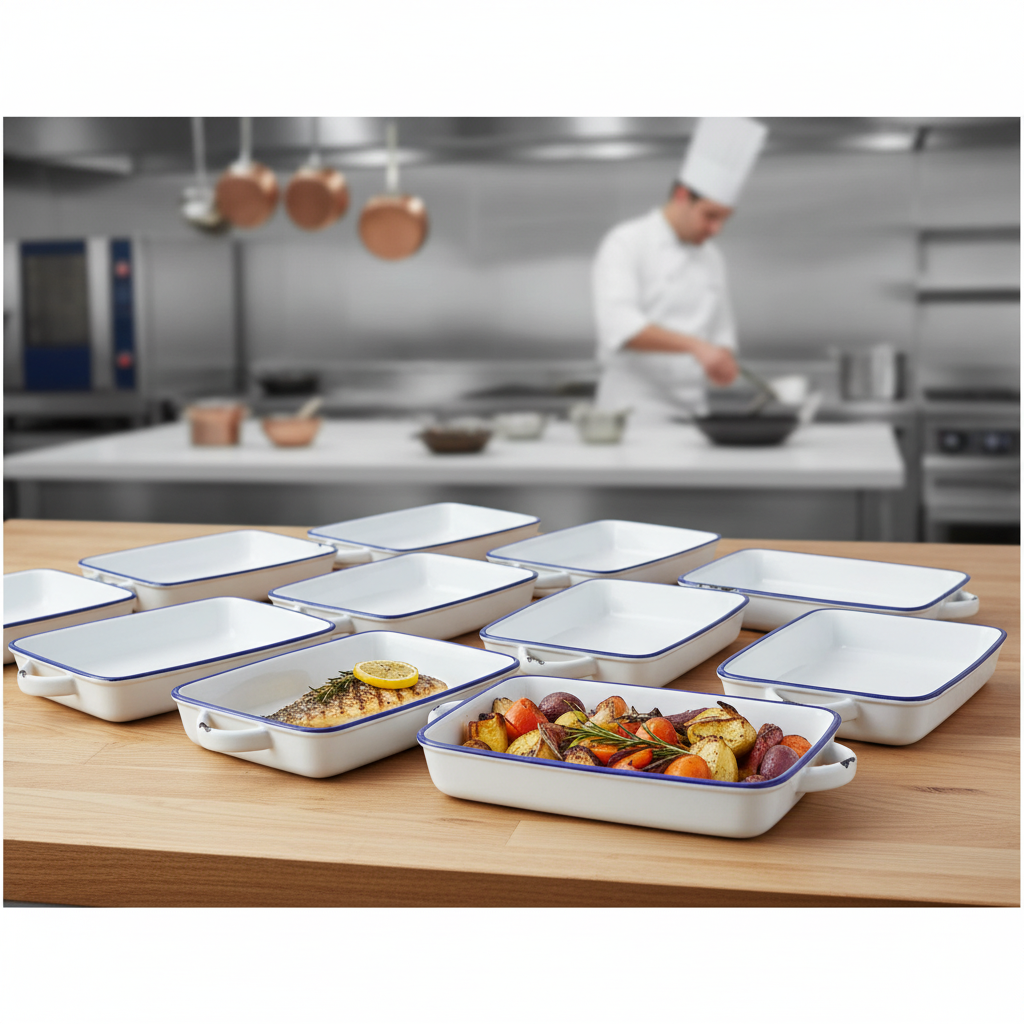Stoneware Large Rectangular Dishes 220mm for Serving Meals (Pack of 12)