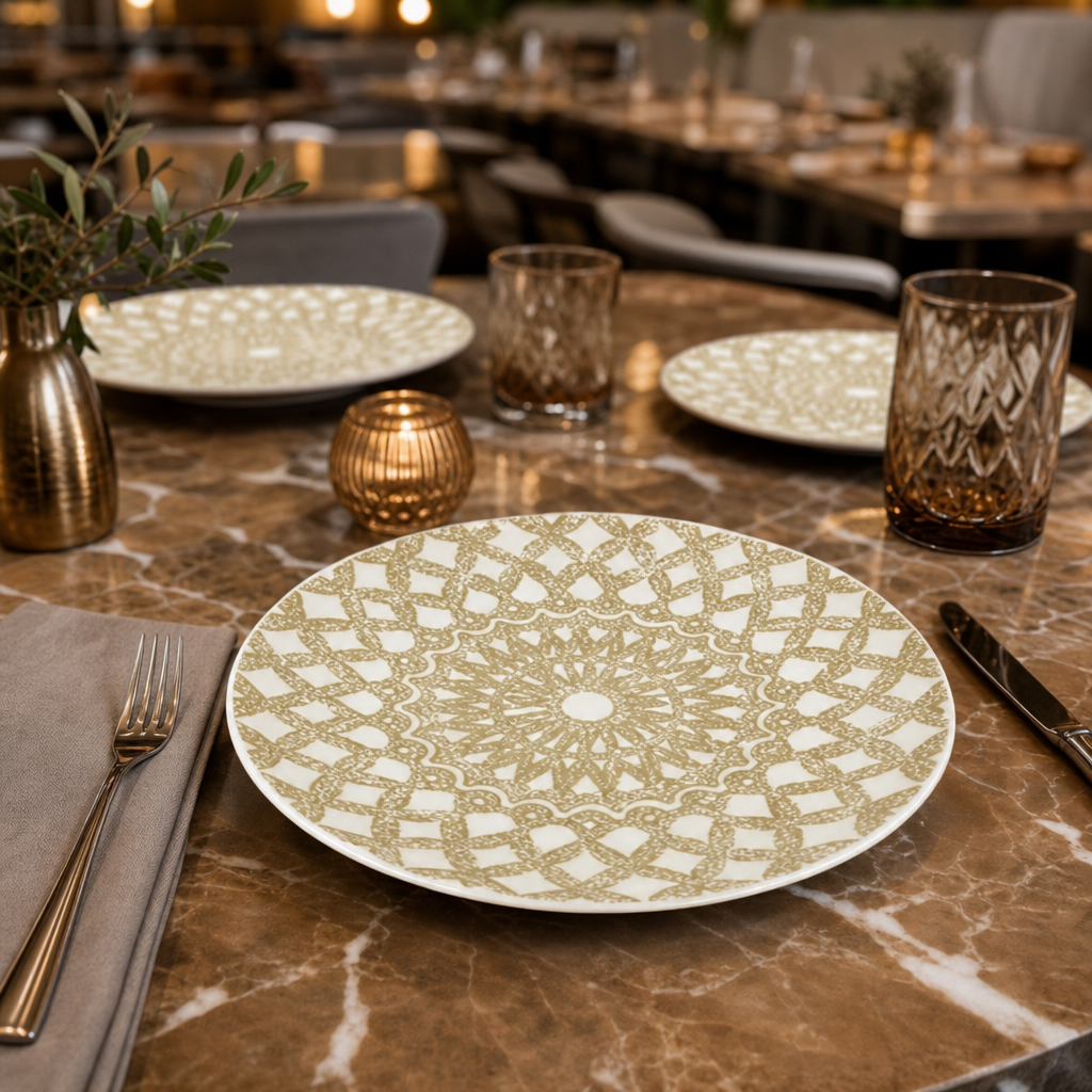 Coupe Plates Sand Porcelain for Casual Dining (Pack of 12)