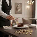 Gold PVD Stainless Steel Cake Forks for Elegant Dining (Pack of 12)