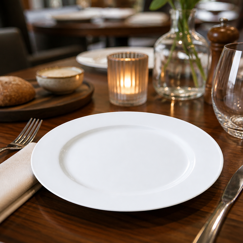 Slimline Plates 270mm White Porcelain for Casual Dining (Pack of 24)