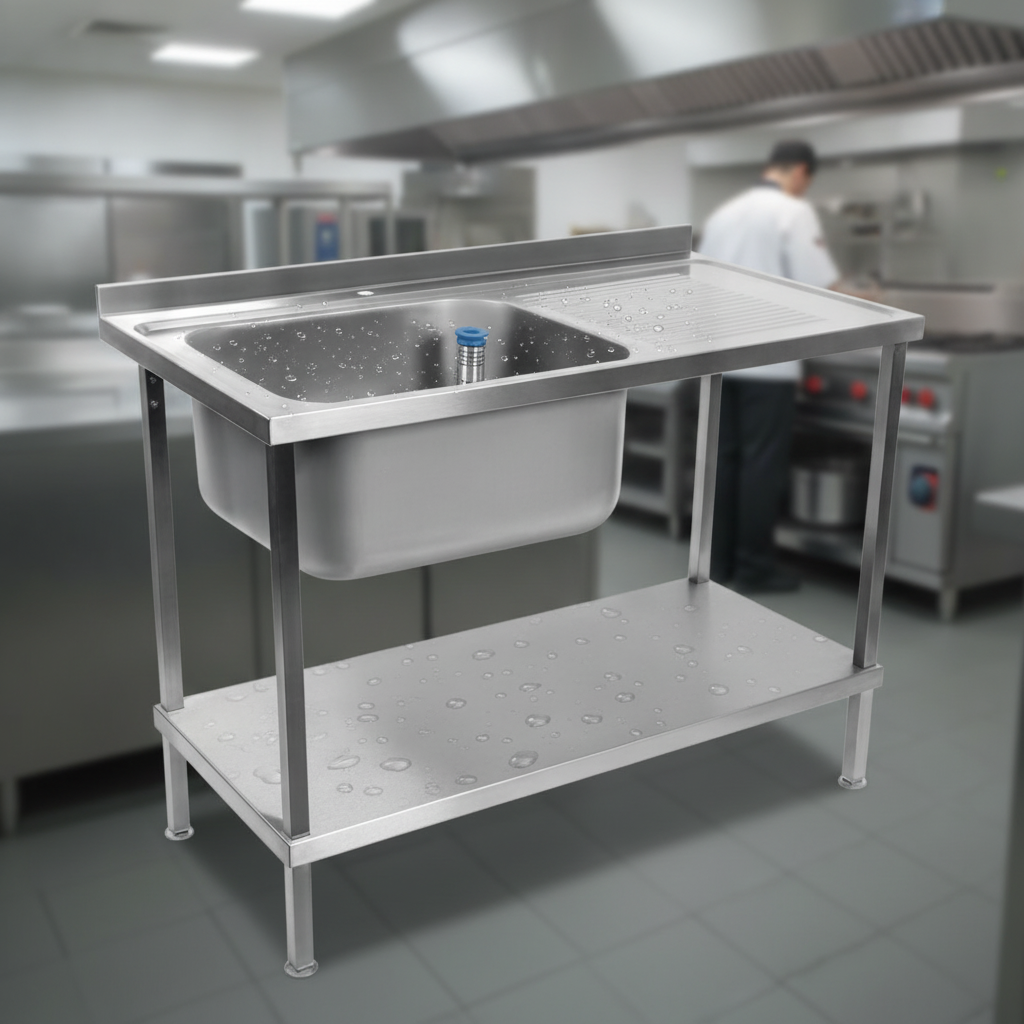 304 Stainless Steel Double Sink Unit 1200mm for Commercial Kitchens