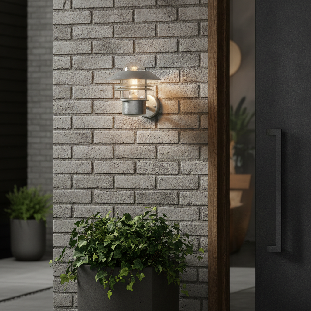 Steel Outdoor Wall Light with Upward Shade for Patios & Entrances
