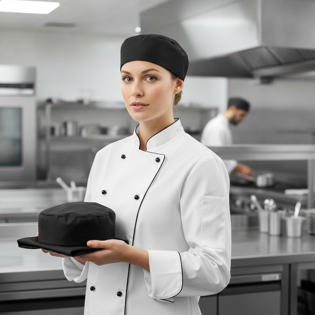 Polycotton Black Chef Skull Caps for Kitchen Use (Pack of 2)