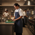 Polycotton Butcher's Stripe Bib Apron Navy for Busy Kitchens