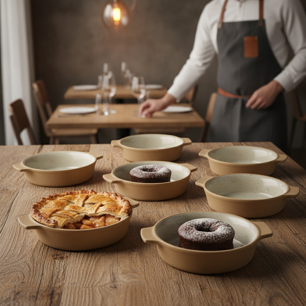 Stoneware Round Pie Dishes 140mm for Oven-to-Table Service (Pack of 6)