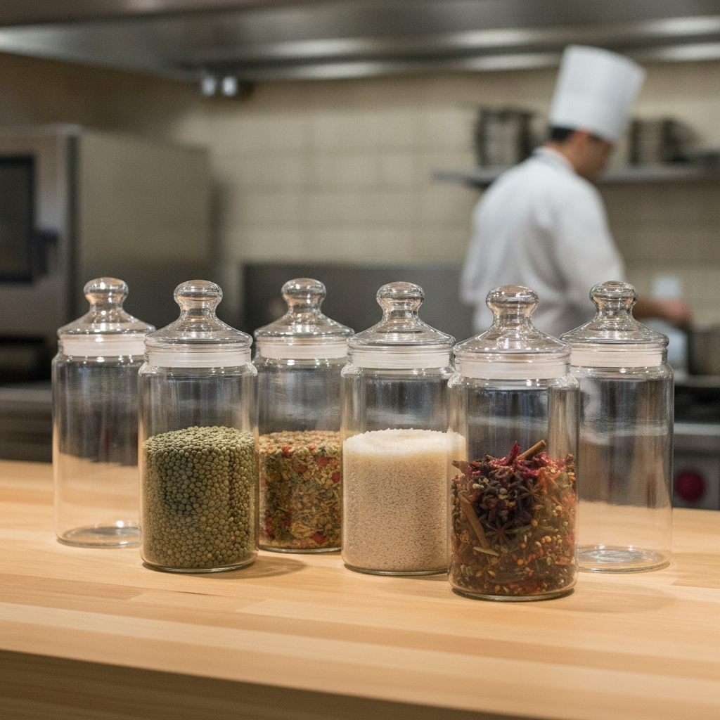 Glass Storage Jars 1.5L for Kitchen Storage (Pack of 6)