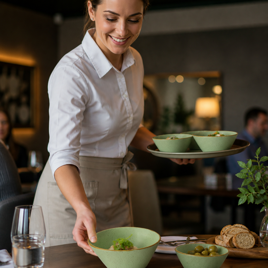 Snack Bowls 340ml Green Vitrified Ceramic for Modern Tabletops (Pack of 12)