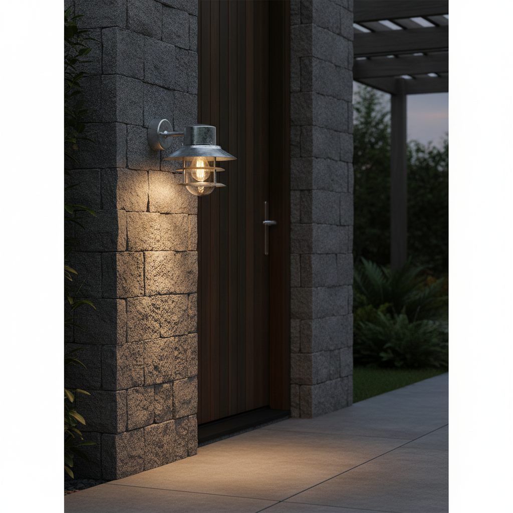 Galvanised Steel Down Outdoor Wall Light for Patios & Entrances