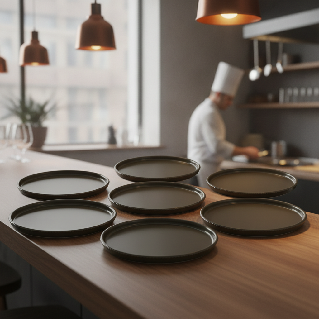 Brown Porcelain Plates 200mm for Catering & Hospitality (Pack of 6)