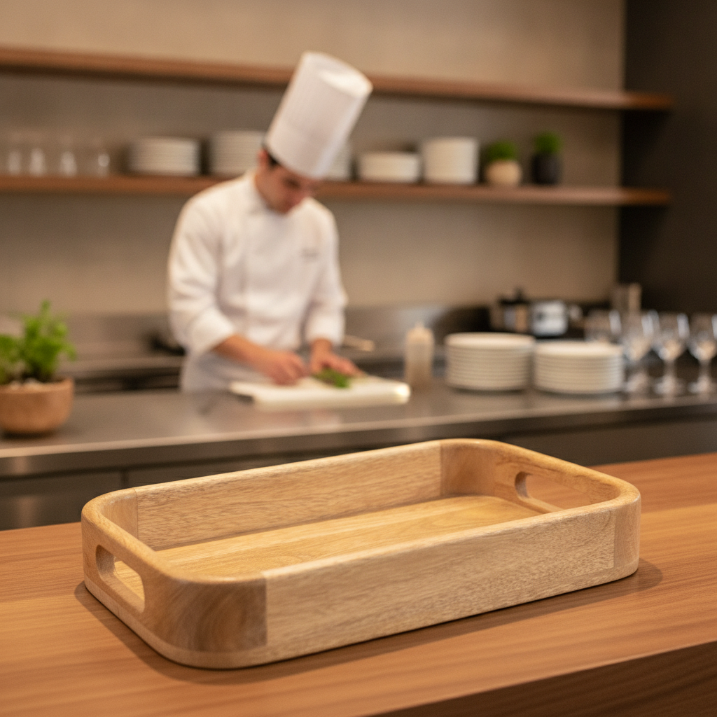 Mango Wood Deep Sided Rectangular Tray 300x190mm for Serving