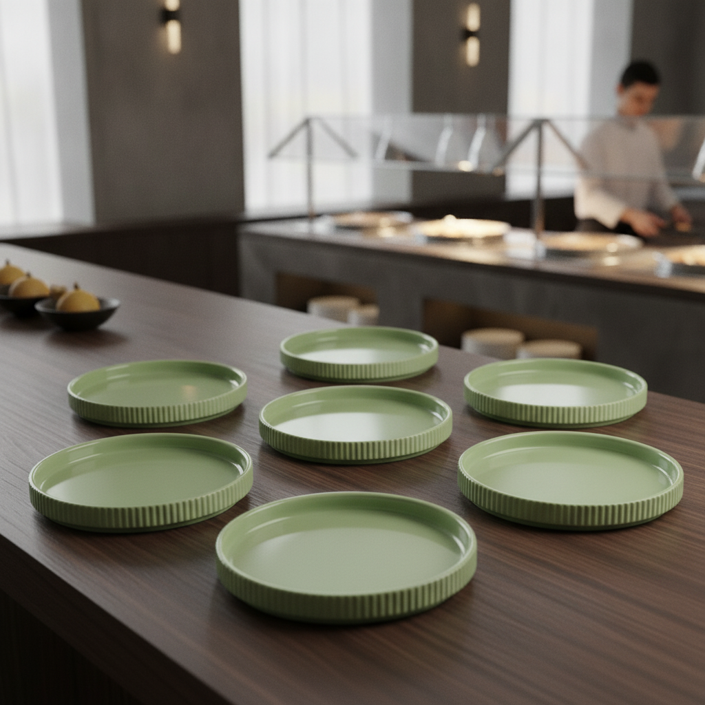 Porcelain Sage Green Plates 160mm for Buffet Displays (Pack of 6)