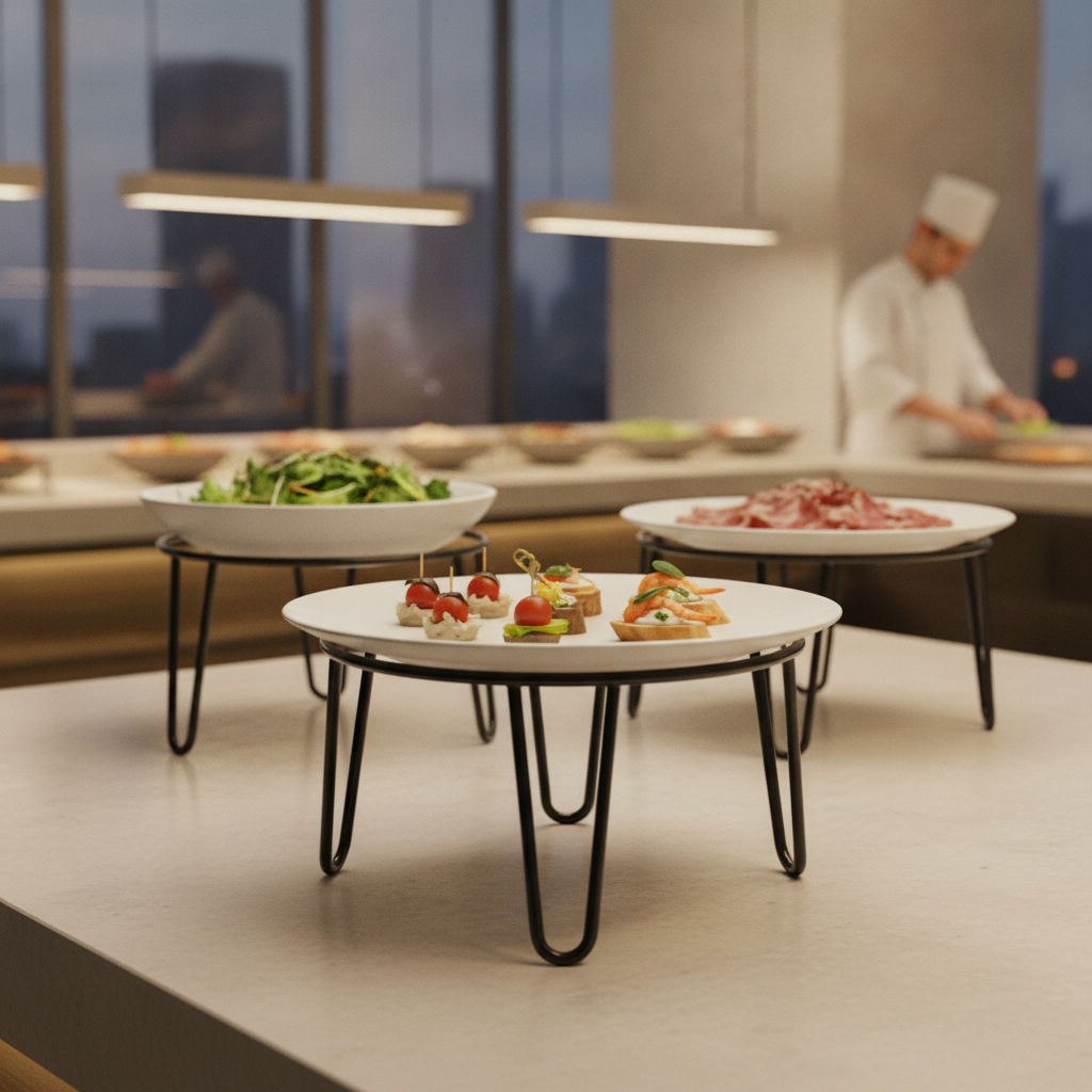 Powder Coated Steel Non-Slip Riser Round 210mm for Buffet Serveware