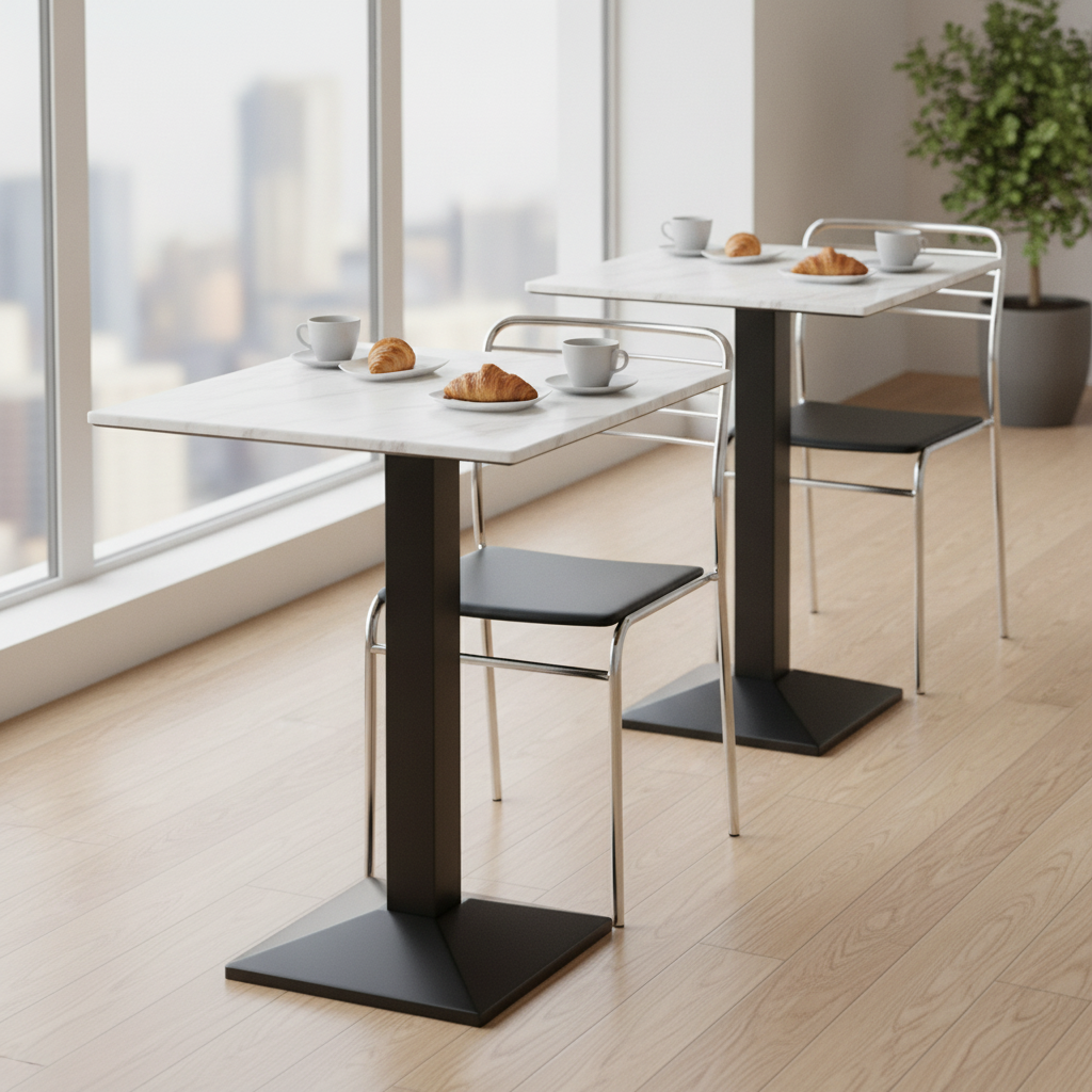 Marble Square Poseur Table 700x700mm for Indoor & Outdoor Dining
