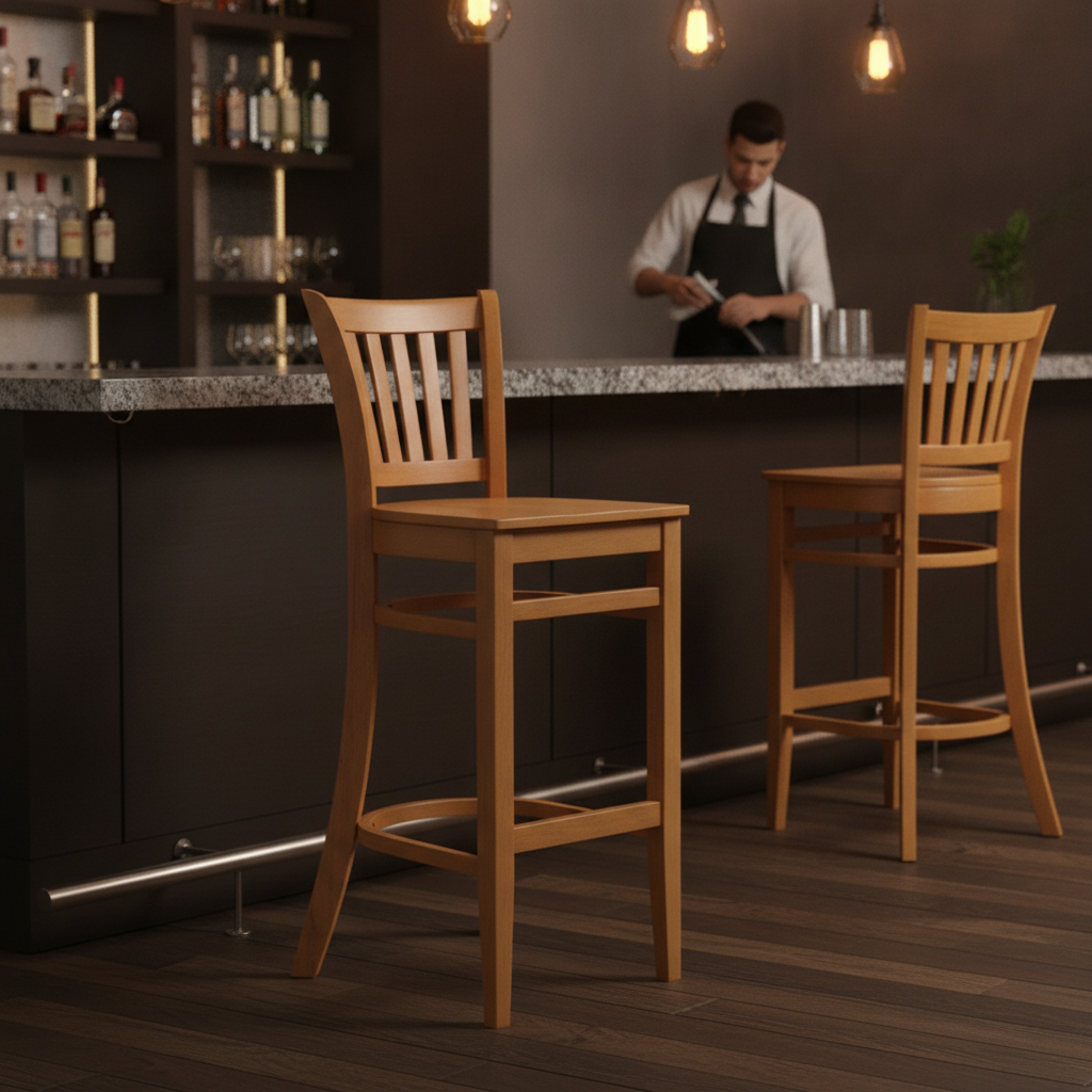 Rubber Wood Bar Chair 1010x410mm for Hospitality Settings