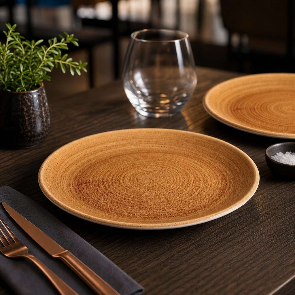 Coupe Plates Vintage Copper Porcelain for Contemporary Dining (Pack of 12)