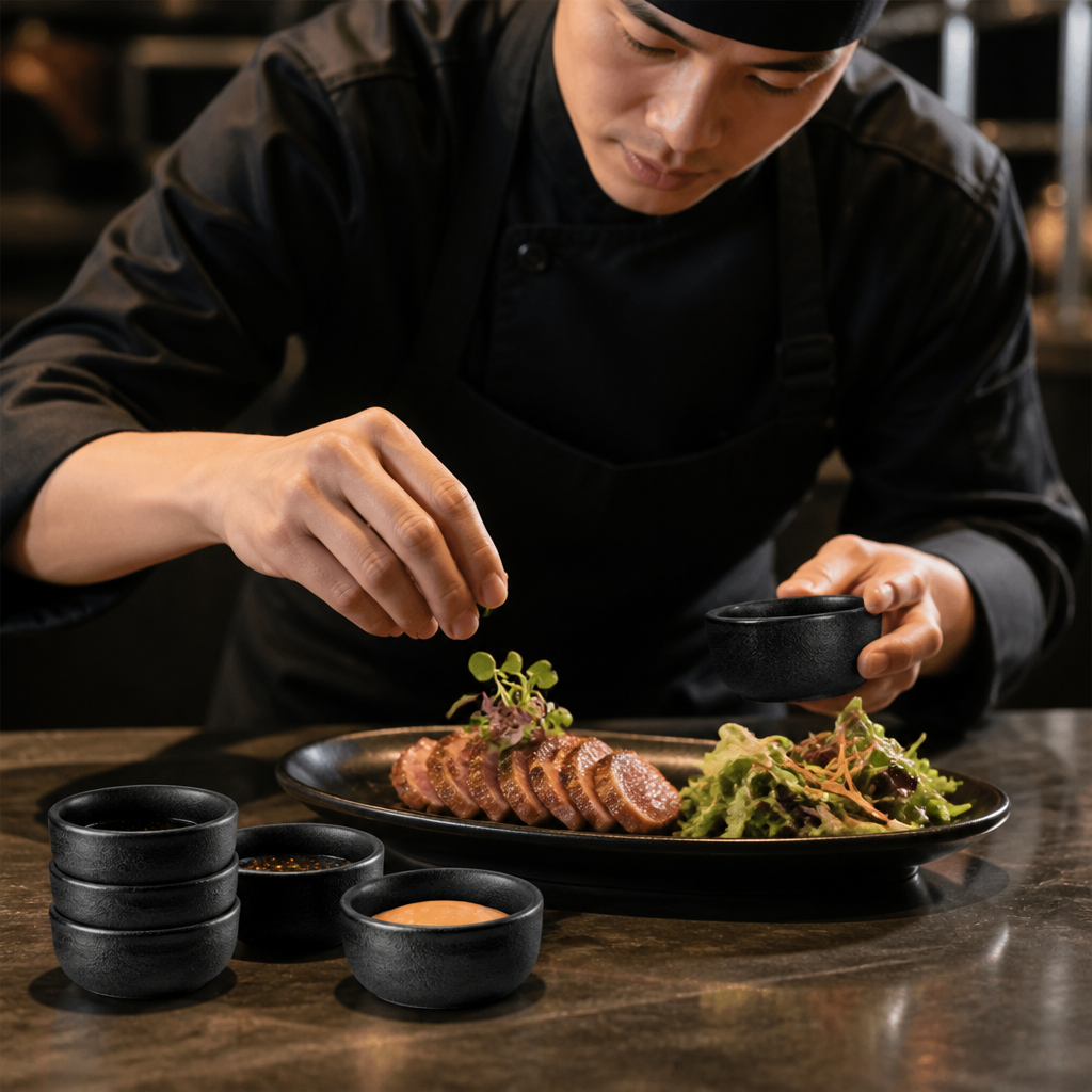 Dipping Dishes Textured 67mm Black Porcelain for Dining Tables (Pack of 12)